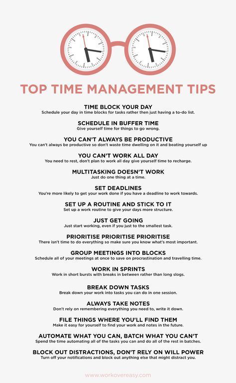 Time Management - List of Top Tips for Managing Time Effectively