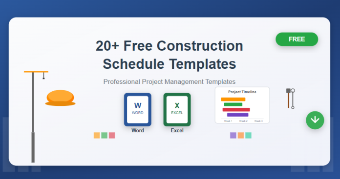 Free downloadable construction schedule templates in Word and Excel for managing project timelines and tasks.