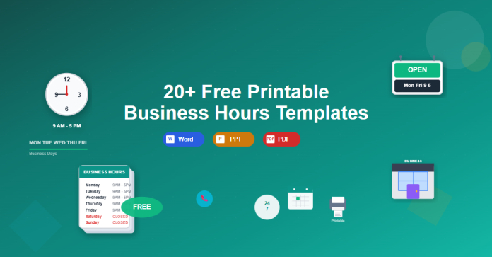 20+ free business hours templates in Word, PowerPoint, and PDF to print and display operating hours
