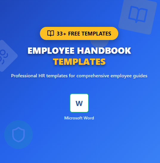 Image showing several employee handbook templates in Word format, used to outline company policies and expectations for staff.