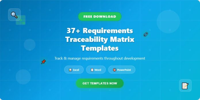 37-Free-Download-Requirements-Traceability-Matrix-Templates-Excel-Word-and-PPT Image showcasing multiple Requirements Traceability Matrix templates in Excel, Word, and PowerPoint formats for tracking and managing project requirements effectively.