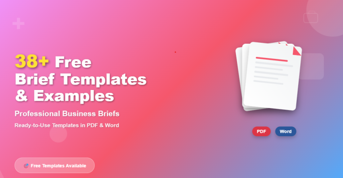 Image displaying editable PDF and Word brief templates for business, marketing, and legal use.