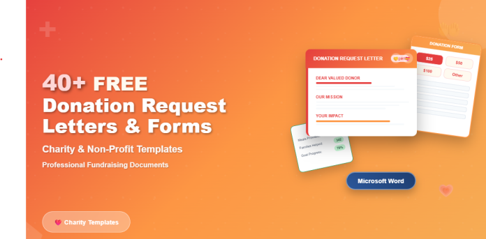 Donation request letter templates and forms in Word format for nonprofits and fundraising campaigns.