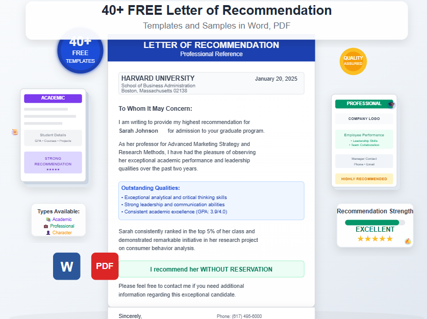 40+ FREE Letter of Recommendation Templates and Samples in (Word,PDF ...