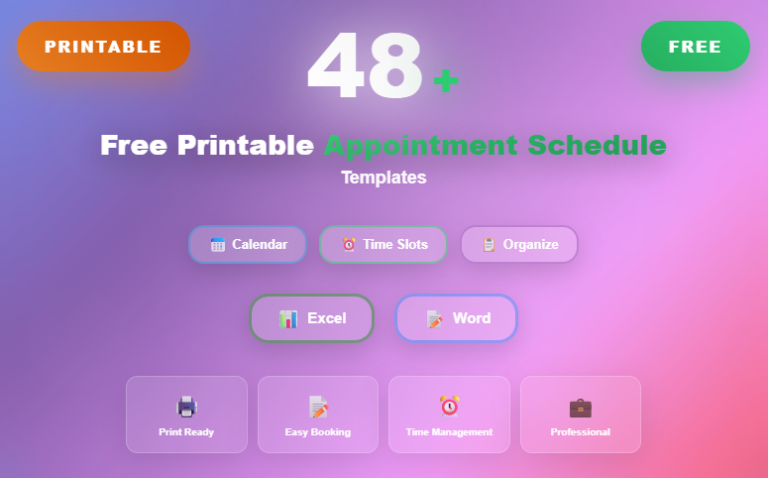 48 Free Printable Appointment - 48 Free Printable Appointment Schedule Templates Excel And Word 768x478 