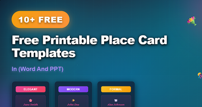 Free printable place card templates in Word and PPT for event seating arrangements