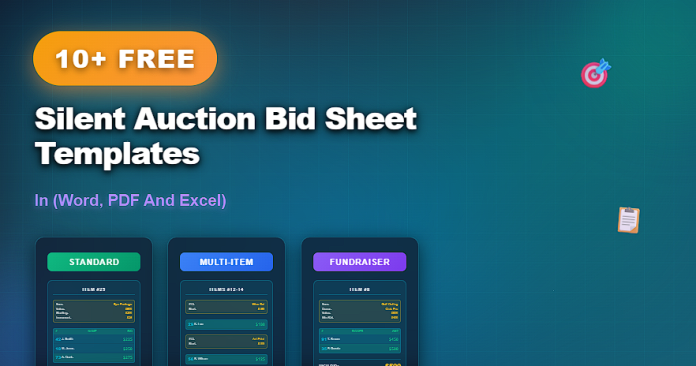 Free silent auction bid sheet templates in Word, PDF, and Excel for fundraising events
