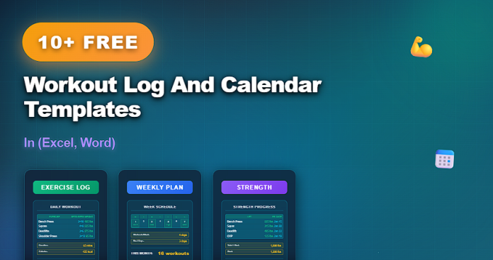 Free workout log and calendar templates in Excel and Word for fitness tracking