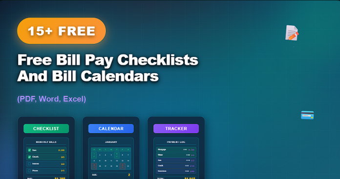 Free bill pay checklists and bill calendars in PDF, Word, and Excel for managing bills and due dates