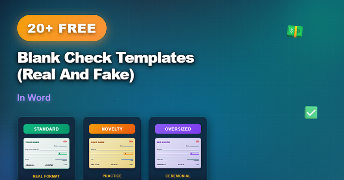 Free blank check templates in Word for training, education, and sample use