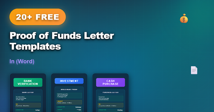 Free proof of funds letter templates in Word for verifying available financial resources