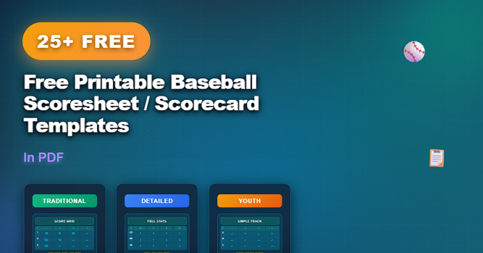Free printable baseball scoresheet and scorecard templates in PDF for game scorekeeping