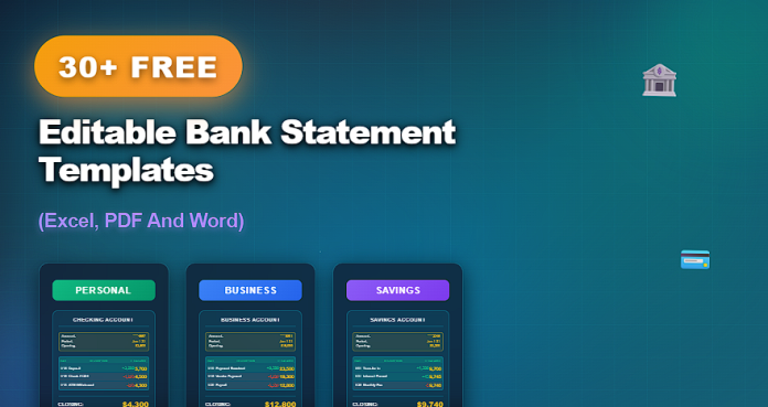 Free editable bank statement templates in Excel, PDF, and Word for transaction and balance tracking