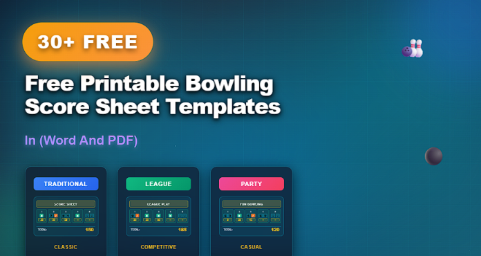 Free printable bowling score sheet templates in Word and PDF for bowling score tracking