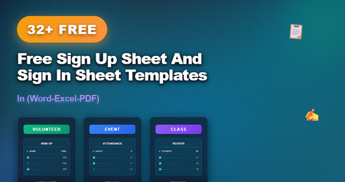 Free sign up sheet and sign in sheet templates in Word, Excel, and PDF for attendance tracking