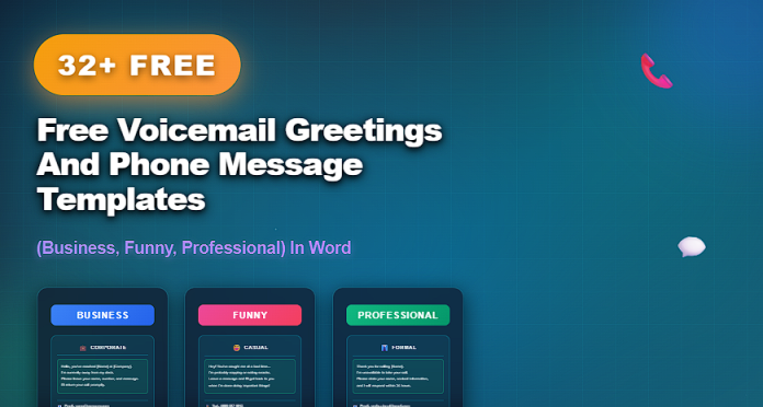 Free voicemail greetings and phone message templates in Word for business and personal use