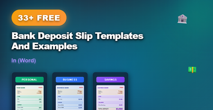Free bank deposit slip templates in Word for cash and check deposit tracking