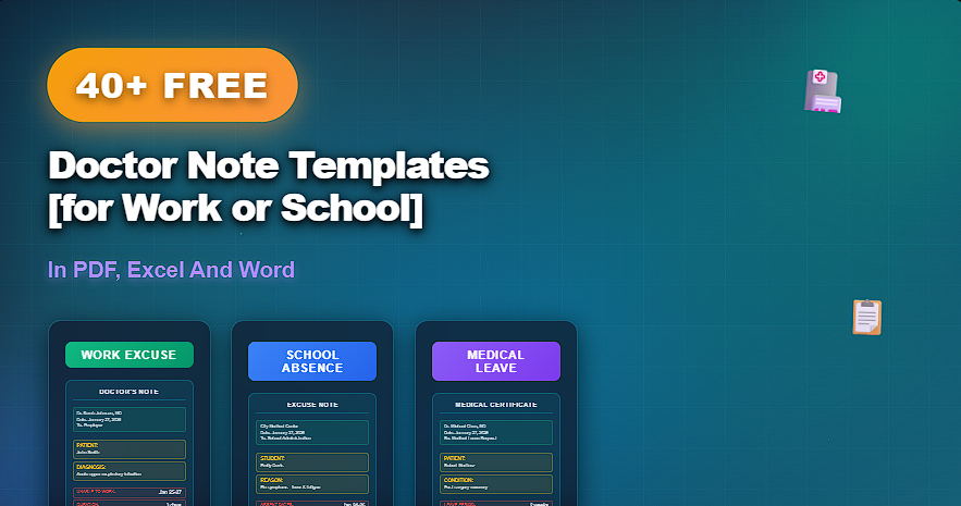 40+ Free Doctor Note Templates [for Work or School] In PDF,Excel And ...