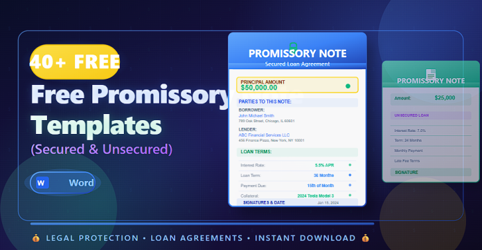 Free promissory note templates in Word for secured and unsecured loan agreements