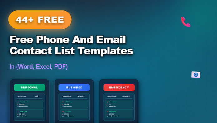 Free phone and email contact list templates in Word, Excel, and PDF for contact organization