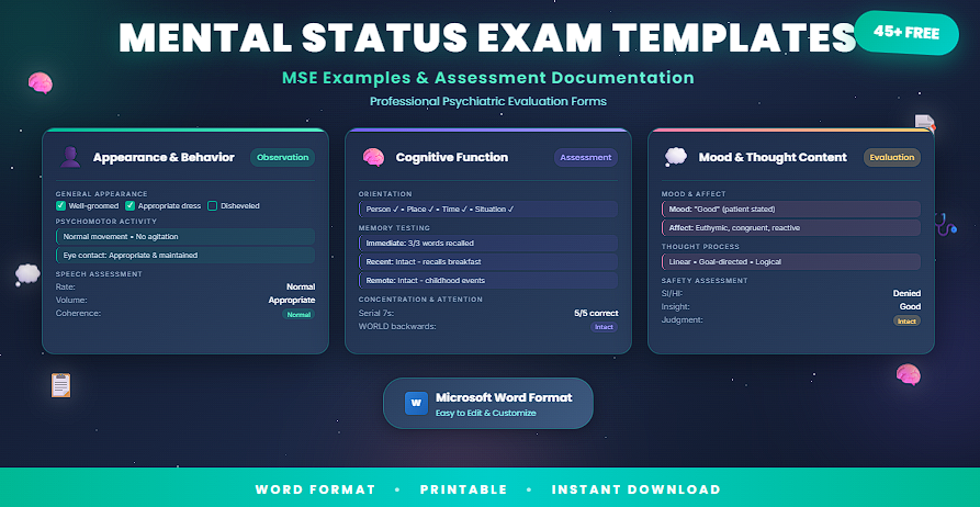 Mse Assessment Example 45+Free Mental Status Exam Templates (MSE Examples) In Word - Learn ...