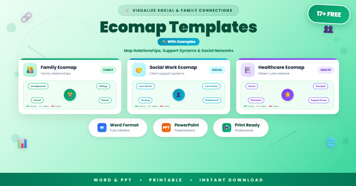 Free editable ecomap templates and examples in Word and PPT