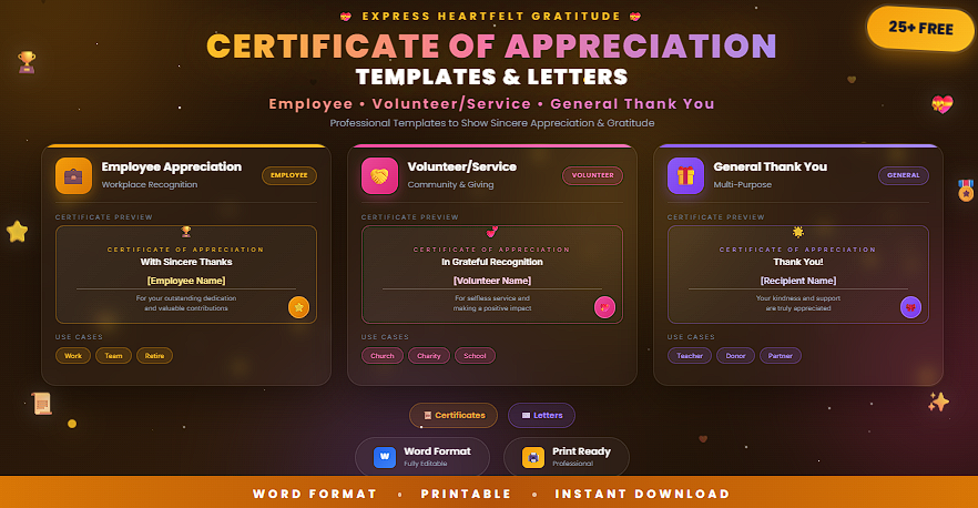 Appreciation Report Example 25+ Free Certificate of Appreciation Templates and Letters In (Word ...