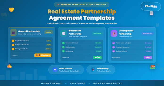 Free real estate partnership agreement templates in Word