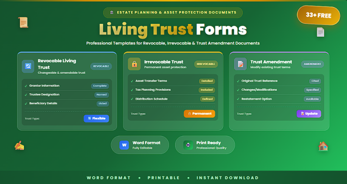 Free living trust forms and documents in Word