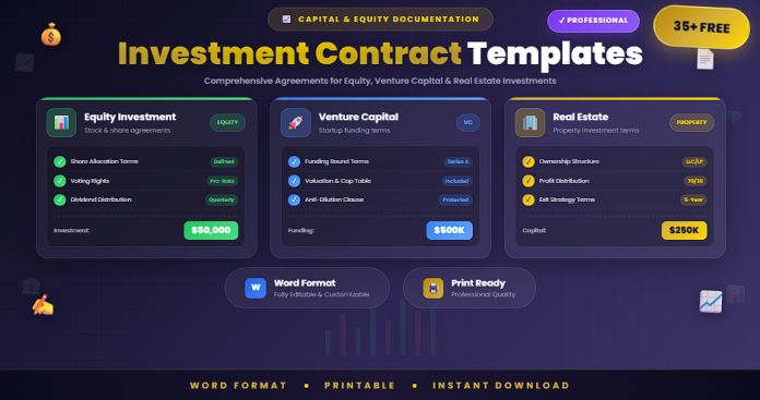 Free professional investment contract templates in Word format