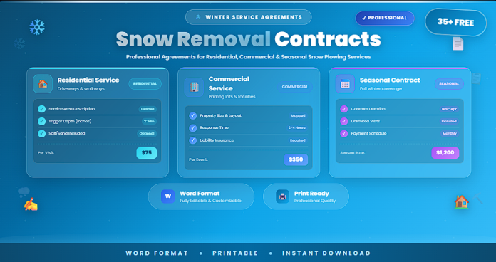 Free professional snow removal contracts in Word