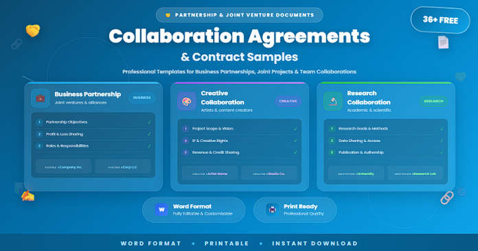 Free collaboration agreements and contract samples in Word