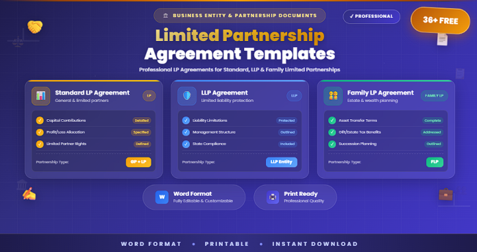 Free professional limited partnership agreements in Word