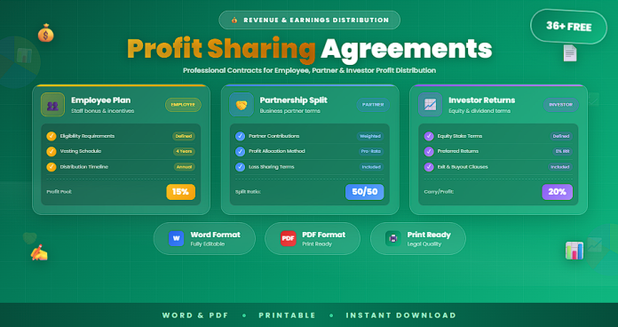 Free profit sharing agreements in Word and PDF