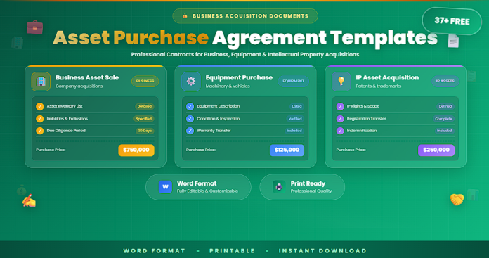 Free asset purchase agreement templates and forms in Word
