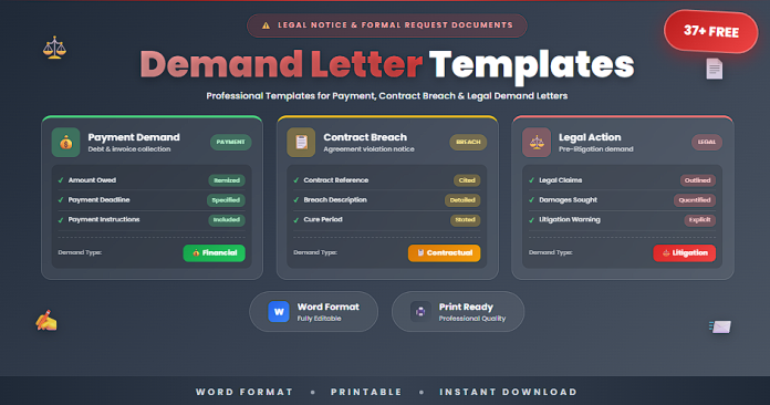 Free demand letter templates in Word