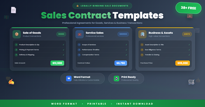 Free sales contract templates in Word format