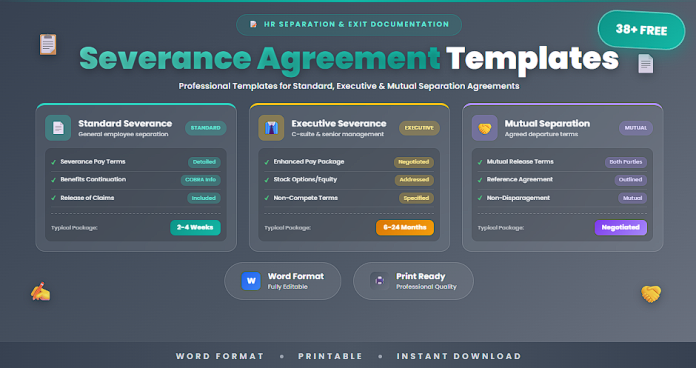 Free severance agreement templates in Word