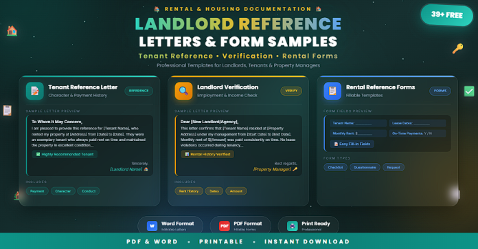 Free landlord reference letter templates and form samples in PDF and Word