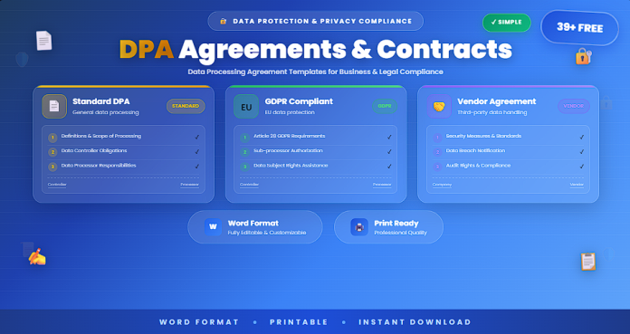 Free simple DPA agreements and contracts in Word format