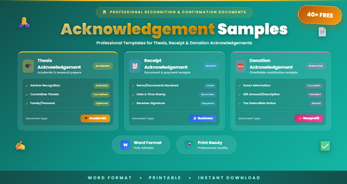 Free acknowledgement samples and examples in Word