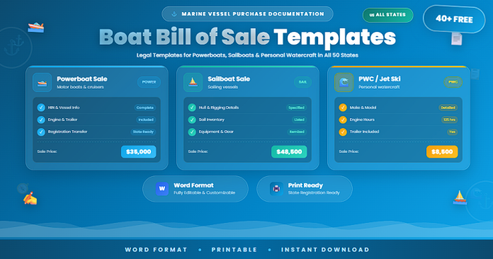 Free boat bill of sale templates in Word