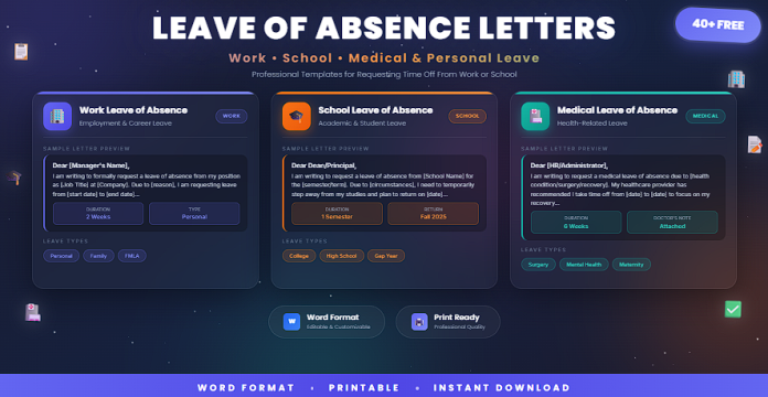 Free leave of absence letter templates in Word for work and school requests