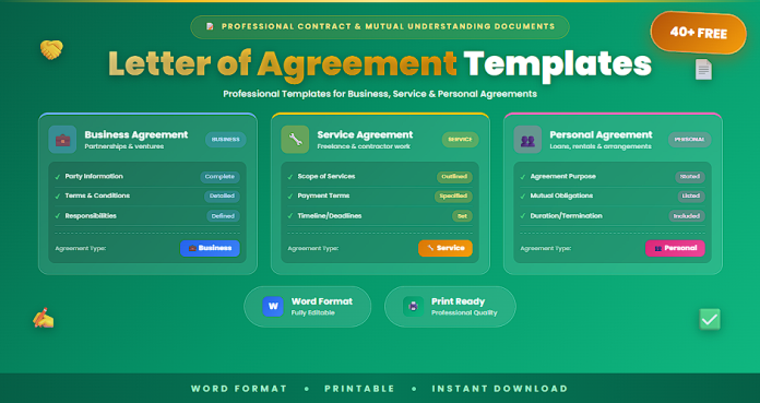 Free letter of agreement templates in Word