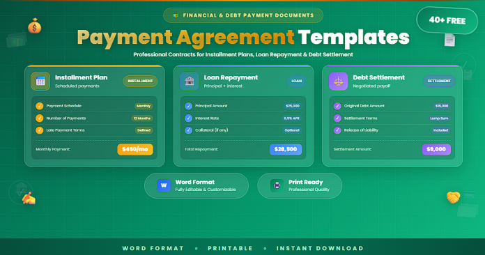 Free payment agreement templates and contracts in Word