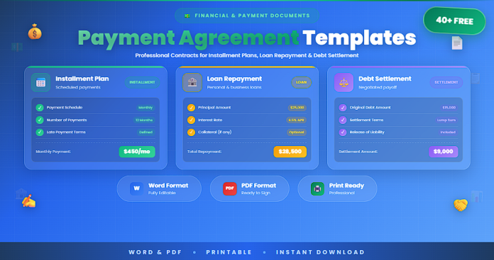 Free payment agreement templates and contracts in Word and PDF