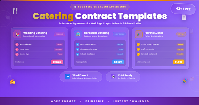 Free catering contract templates and samples in Word