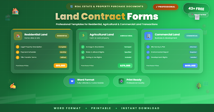 Free professional land contract forms (all states) in Word
