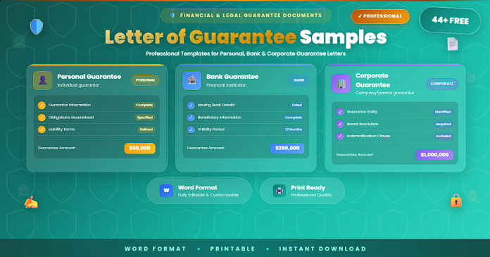 Free professional letter of guarantee samples in Word