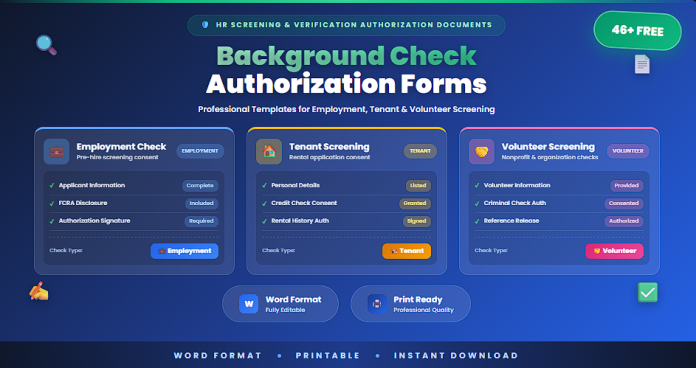 Free background check authorization forms in Word